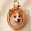 Custom Pet Portrait Leather Charm main product view with personalized design details