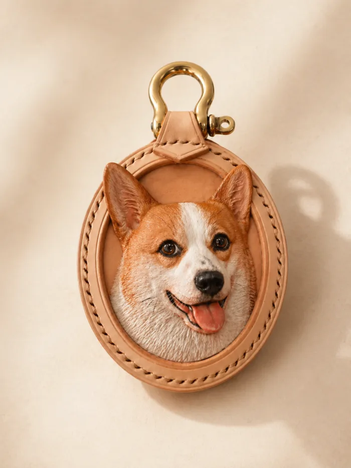 Custom Pet Portrait Leather Charm