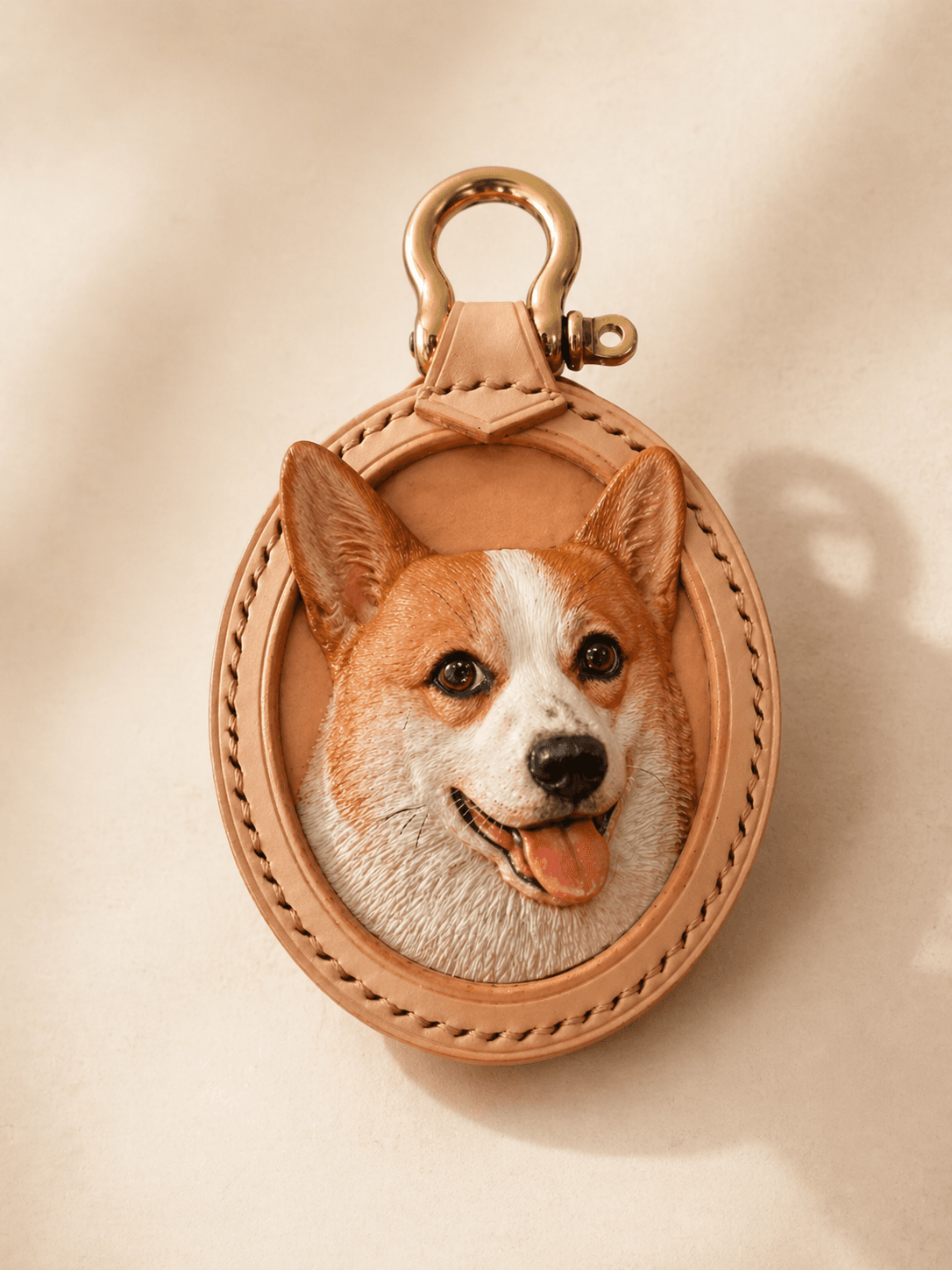 Custom Pet Portrait Leather Charm Handmade Luxury Gift Custom Pet Portrait Leather Charm main product view with personalized design details