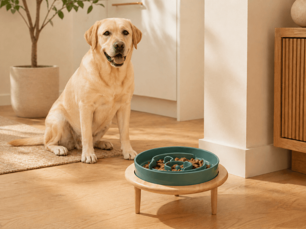 Adjustable height slow-feeding bowl ipawlio