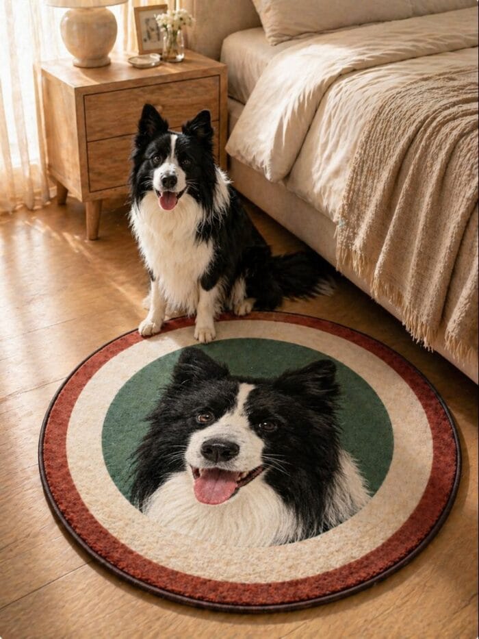 Custom Pet Photo Round Rug | Personalized Dog & Cat Rug