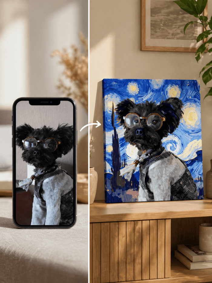 Custom Pet Portrait Canvas | Personalized Dog & Cat Wall Art