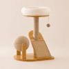 Compact cat climbing frame with sisal scratch post, plush top bed, scratch ramp, and hanging toy