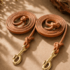 Premium genuine leather dog leash with brass clips for better control and everyday walks