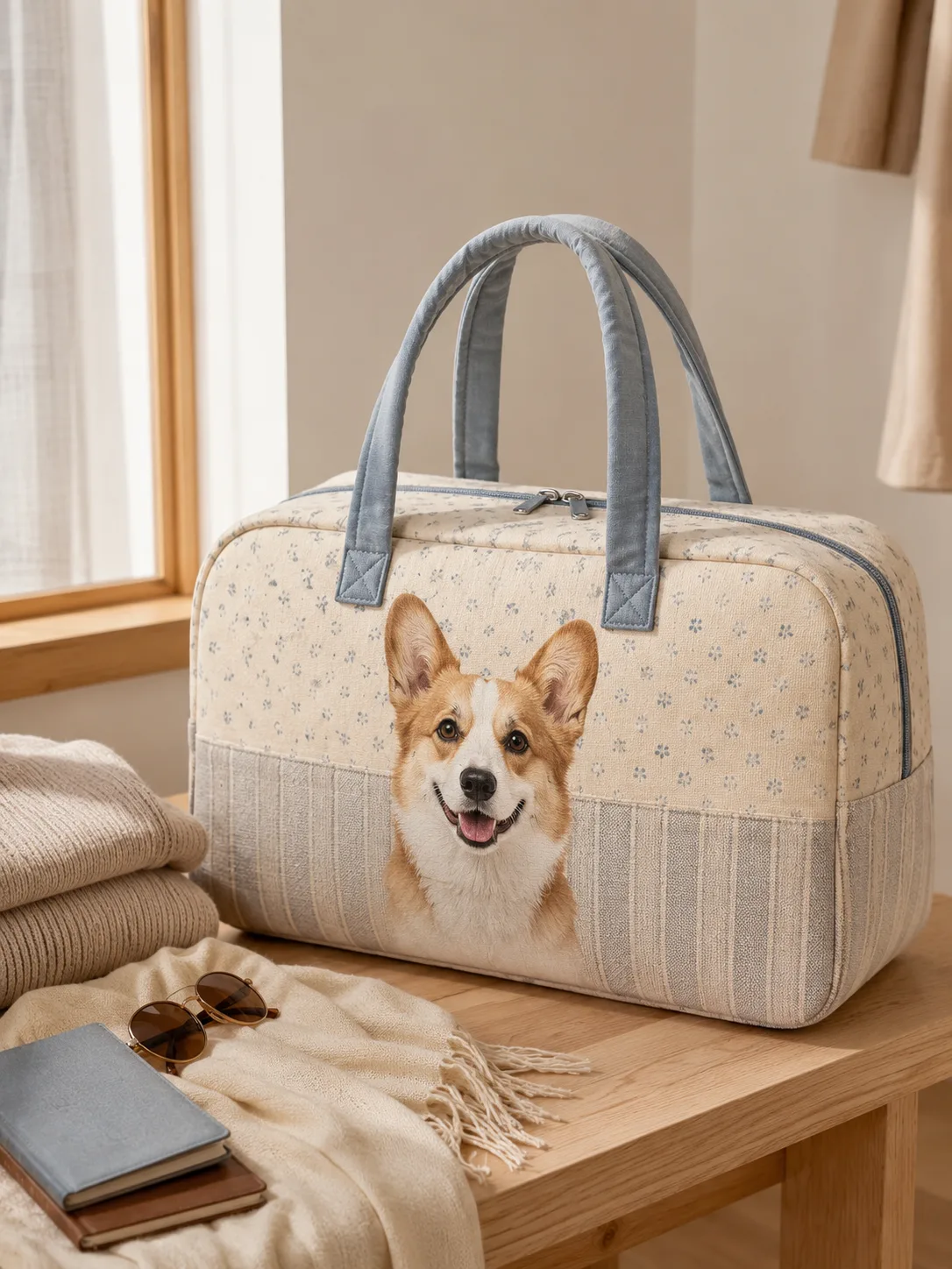 Custom Pet Tote Bag by IPAWLIO, personalized pet photo gift for dog and cat lovers
