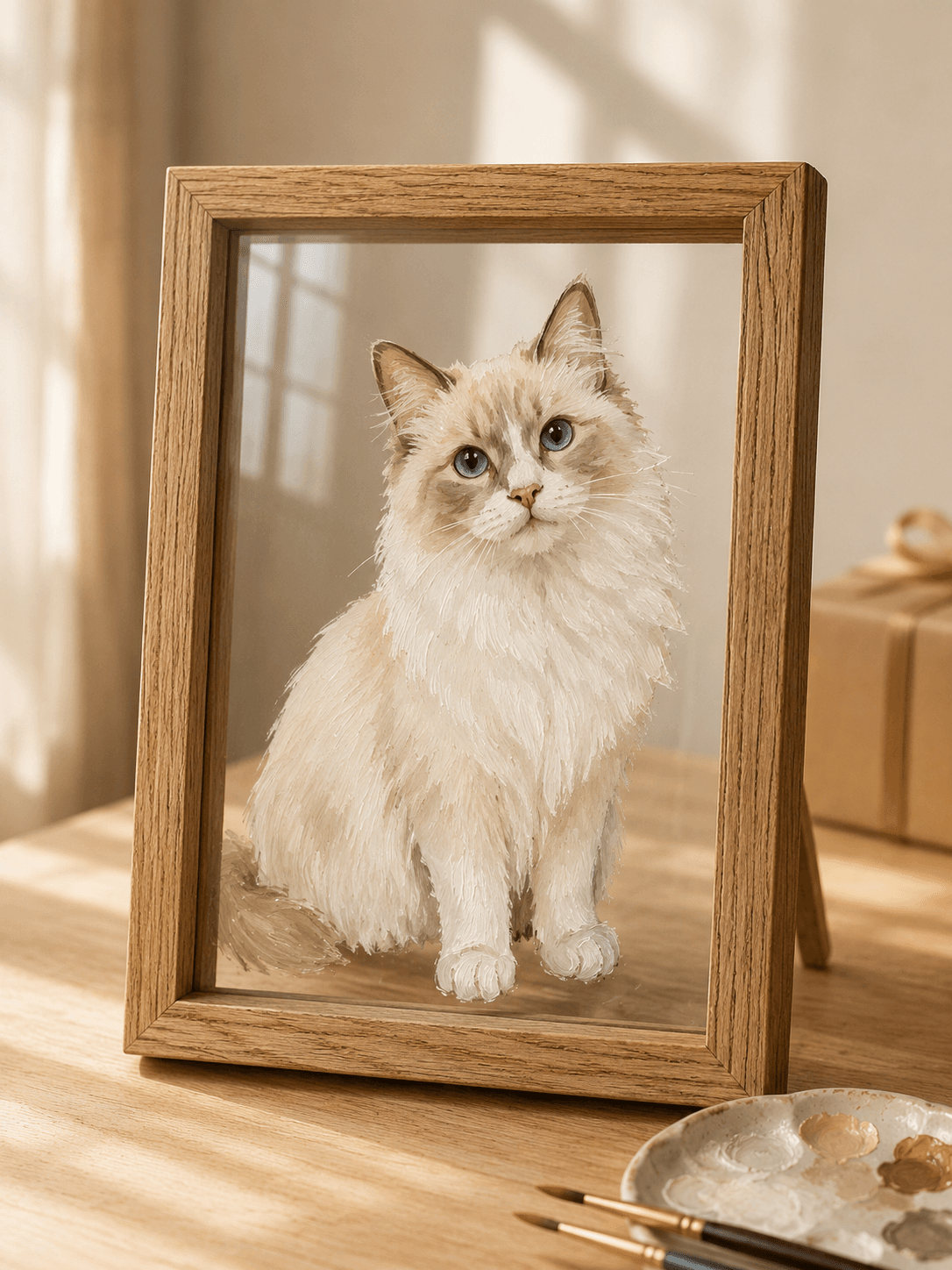 Custom Pet Portrait Glass Art Hand Painted Custom Pet Portrait Glass Art main product view with personalized design details