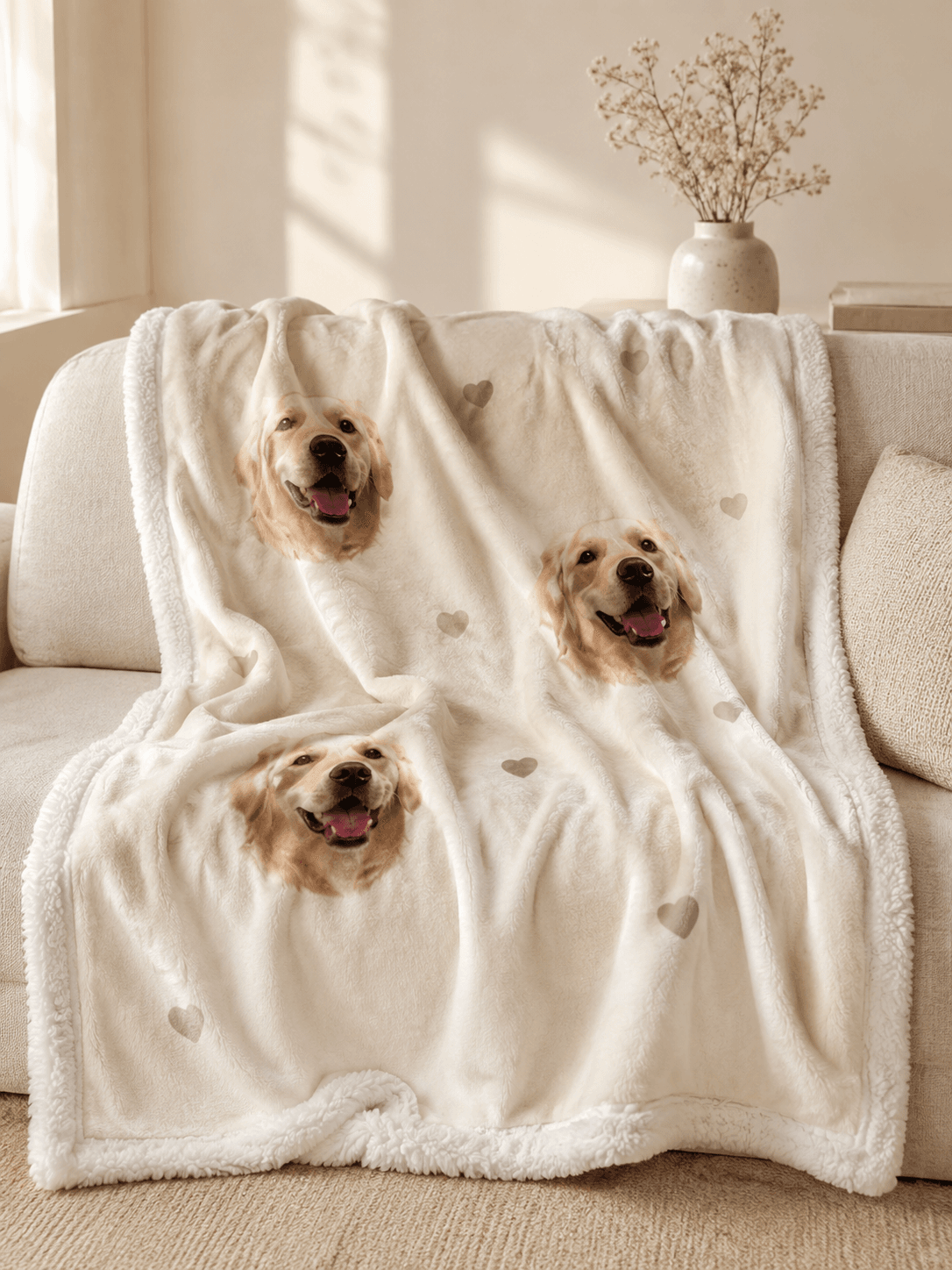 Custom Pet Portrait Blanket Soft Personalized Throw Custom Pet Portrait Blanket main product view with personalized design details