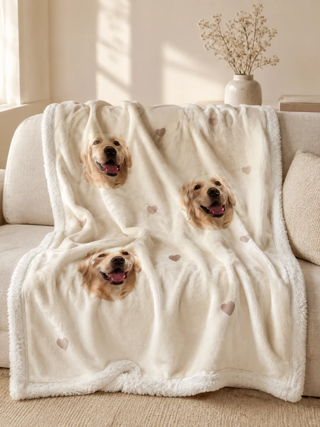 Custom Pet Portrait Blanket main product view with personalized design details