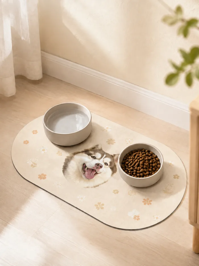 Custom Pet Feeding Mat Quick Dry and Non Slip Custom Pet Feeding Mat main product view with personalized design details