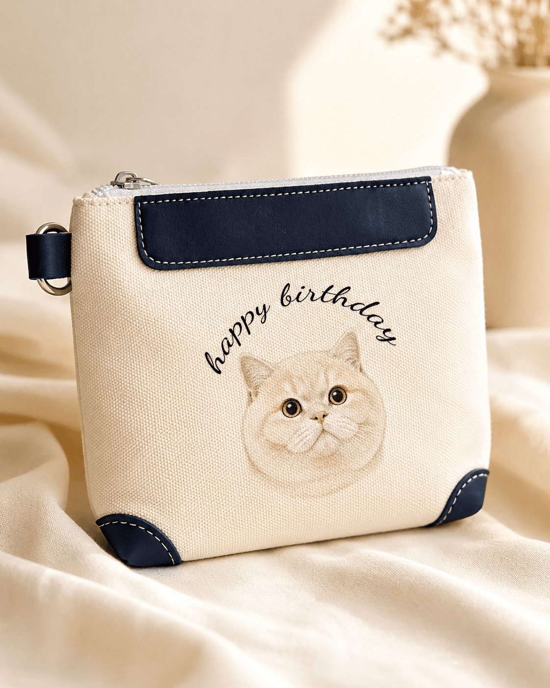 Custom Pet Portrait Pouch Personalized Zip Clutch Custom Pet Portrait Pouch main product view with personalized design details
