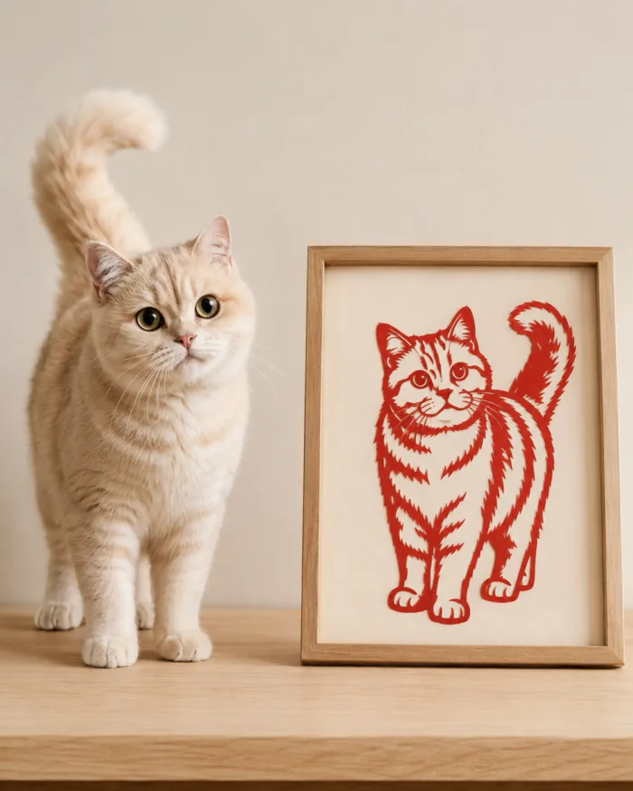 Custom Pet Portrait Papercut gallery image 3 with custom dog or cat portrait detail by IPAWLIO