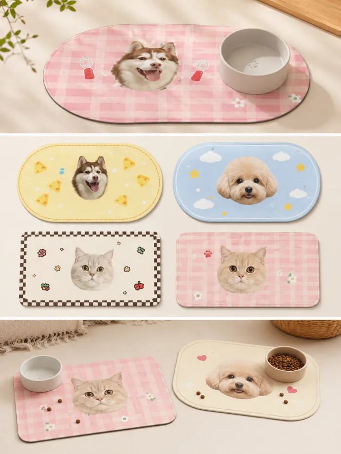 Custom Pet Feeding Mat Quick Dry and Non Slip Custom Pet Feeding Mat gallery image 2 showing personalized design details