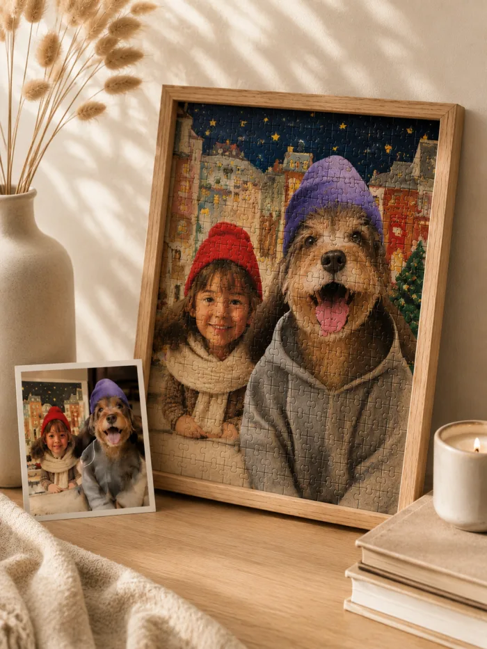 Custom Pet Portrait Puzzle Personalized Keepsake Art Custom Pet Portrait Puzzle gallery image 2 showing personalized design details
