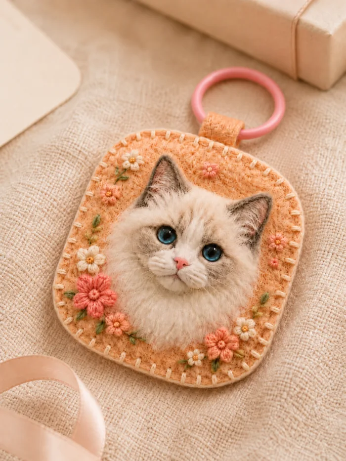 Custom Pet Portrait Felt Charm gallery image 4 with custom dog or cat portrait detail by IPAWLIO