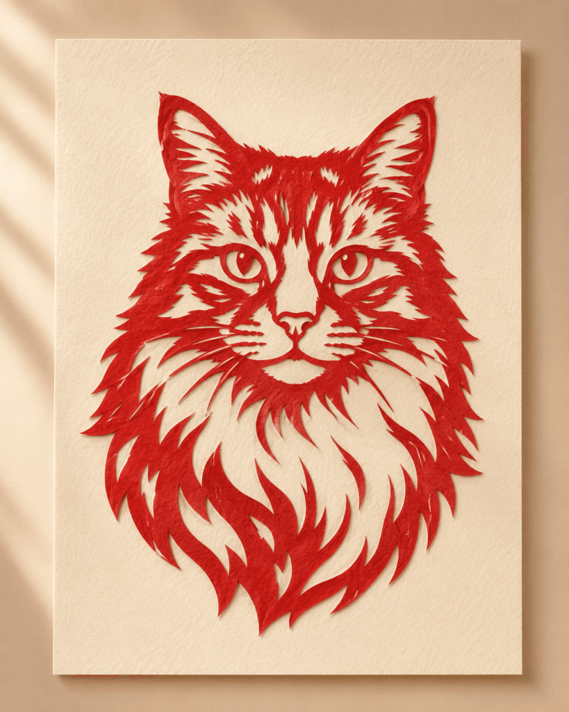 Custom Pet Portrait Papercut main product image featuring handmade pet portrait papercut artwork