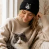 Personalized Pet Photo Embroidered Beanie main product view with personalized design details