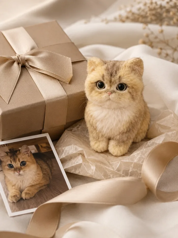 Custom Pet Chenille Portrait Figure personalization example 2 showing custom pet portrait gift made from a customer photo