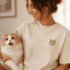 Custom Pet Embroidery T-Shirt main product image featuring personalized dog or cat embroidery T-shirt portrait