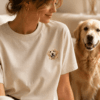 Custom Pet Embroidery T-Shirt detail and personalization image featuring personalized dog or cat embroidery T-shirt portrait