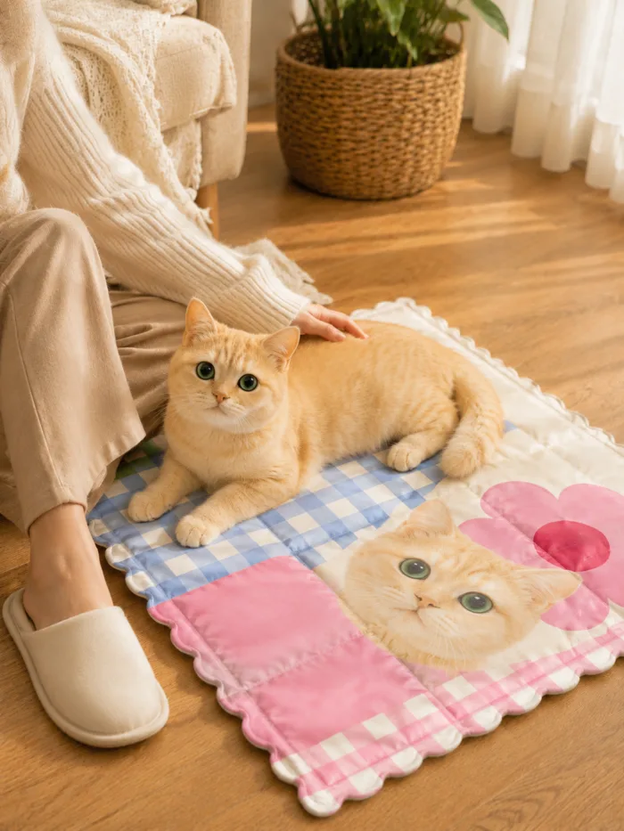 Custom Pet Photo Cooling Mat gallery image 2 showing personalized design details