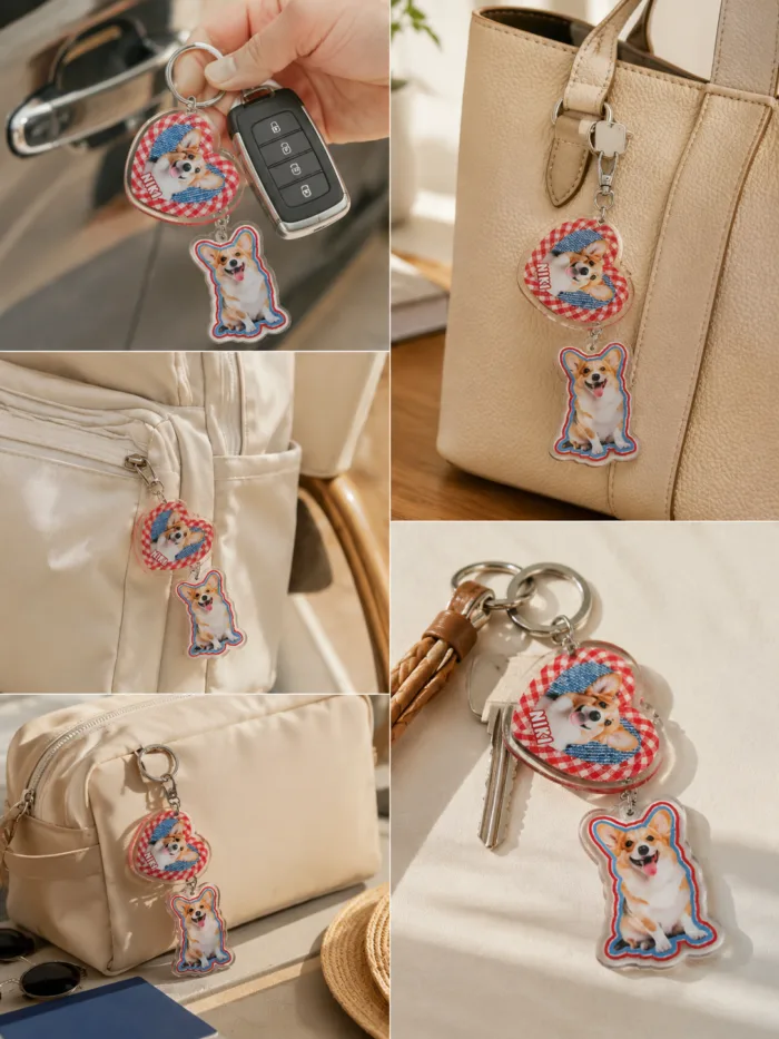 Custom Pet Photo Keychain gallery image 2 showing personalized design details