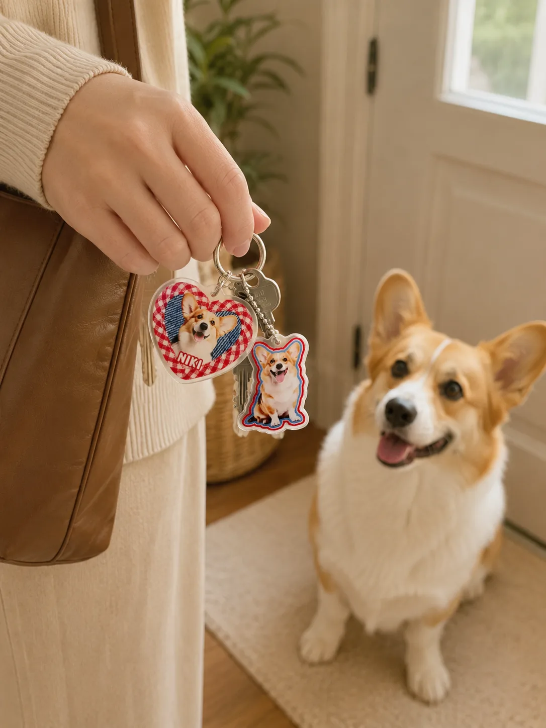 Custom Pet Photo Keychain by IPAWLIO, personalized pet photo gift for dog and cat lovers