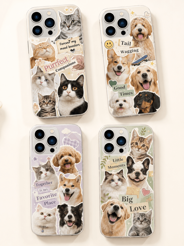 Custom Pet Phone Case main product image featuring personalized dog or cat photo phone case artwork
