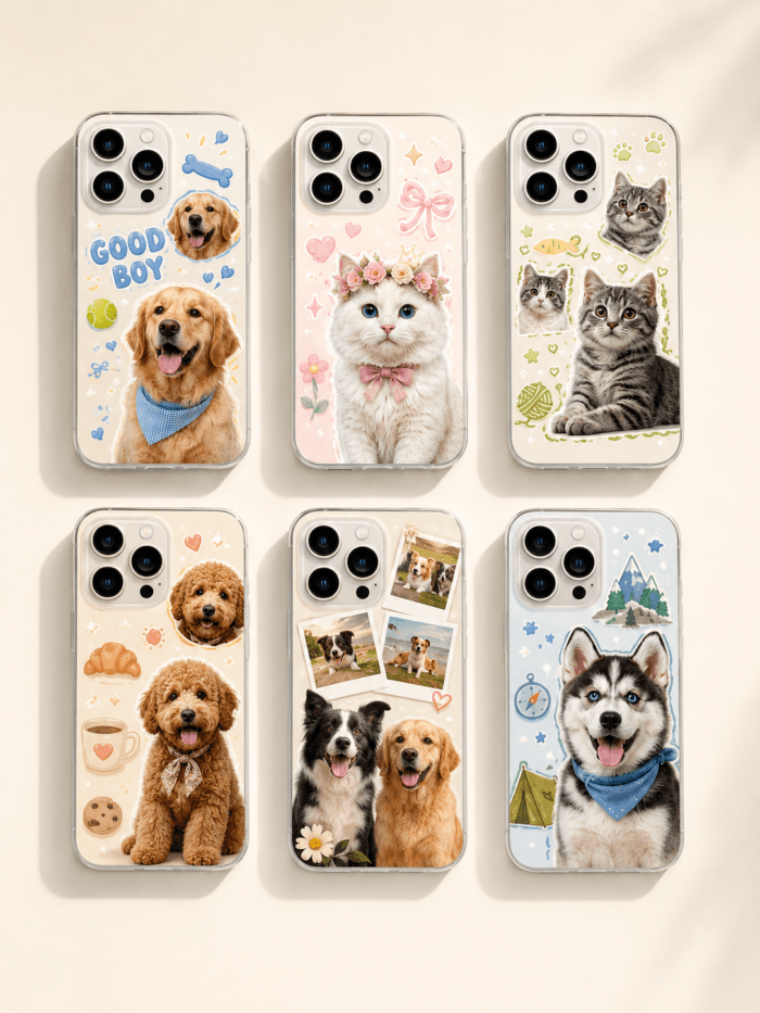 Custom Pet Phone Case detail and personalization image featuring personalized dog or cat photo phone case artwork