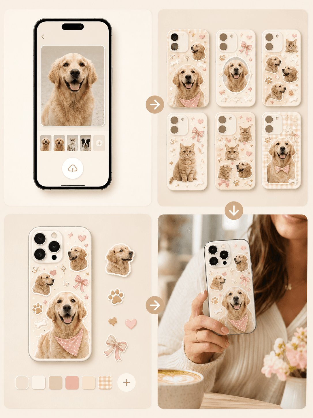 Custom Pet Phone Case main product image featuring personalized dog or cat photo phone case artwork