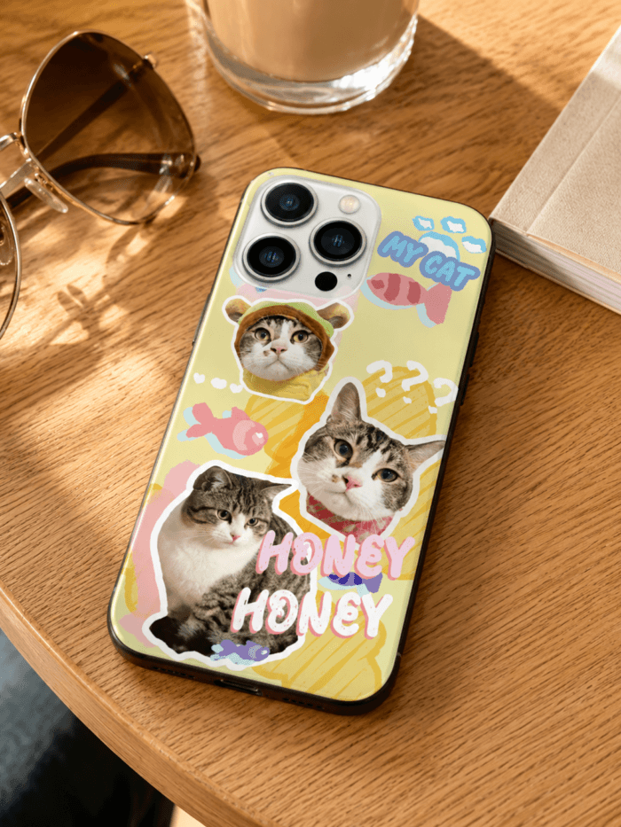 Custom Pet Phone Case detail and personalization image featuring personalized dog or cat photo phone case artwork