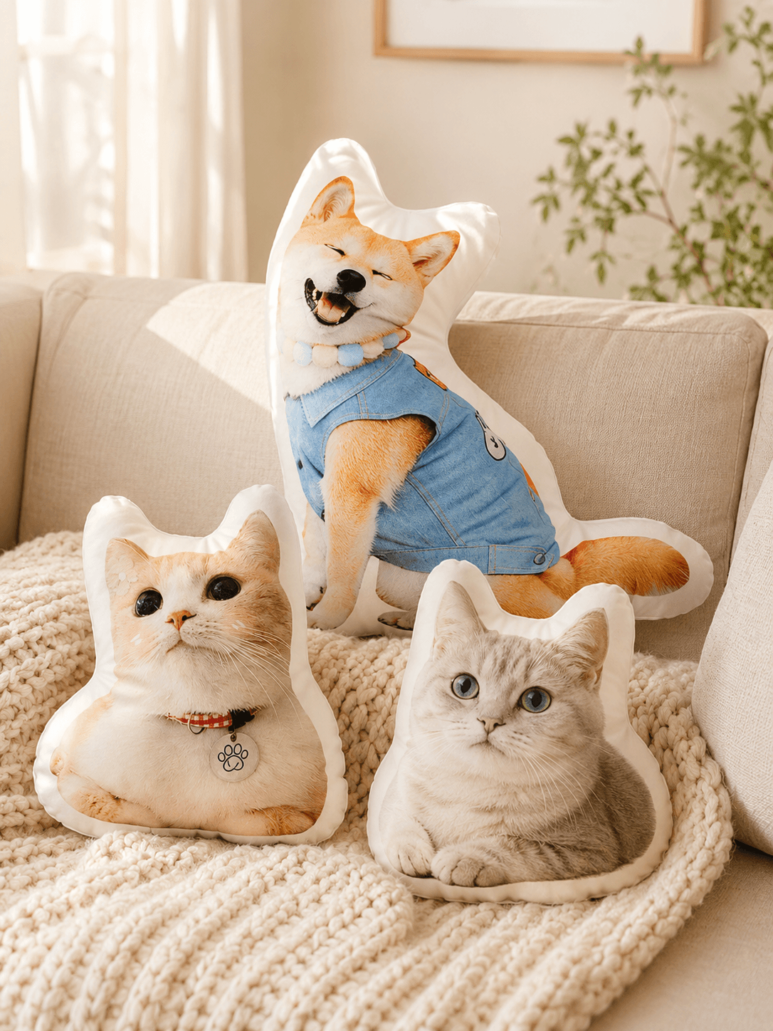Custom Pet Photo Pillow main product image featuring personalized dog or cat photo pillow keepsake