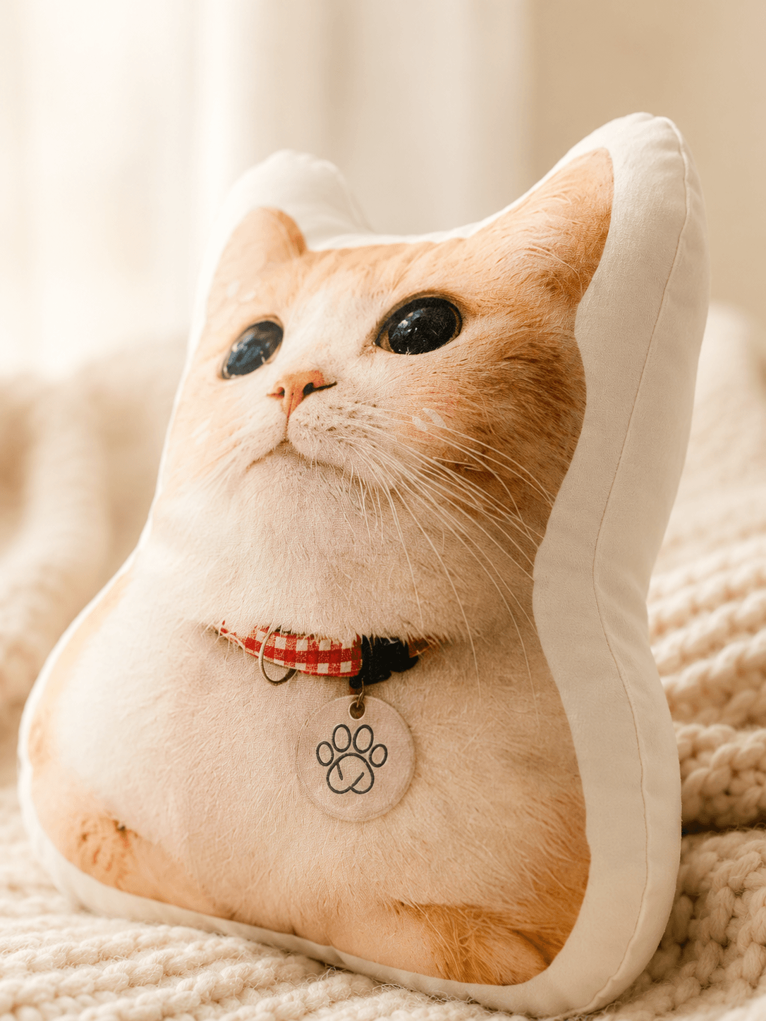 Custom Pet Photo Pillow detail and personalization image featuring personalized dog or cat photo pillow keepsake