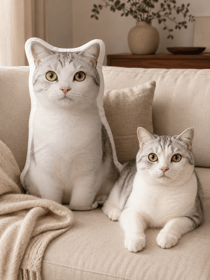 Custom Pet Photo Pillow detail and personalization image featuring personalized dog or cat photo pillow keepsake