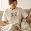 Custom Pet Photo T-Shirt Personalized Dog and Cat Portrait Tee Custom Pet Photo T-Shirt gallery image 4 showing personalized design details