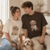 Custom Pet Photo T-Shirt Personalized Dog and Cat Portrait Tee Custom Pet Photo T-Shirt main product view with personalized design details