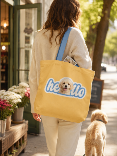 Custom pet photo tote bag