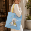 Custom Pet Photo Tote Bag detail and personalization image featuring personalized pet photo canvas tote bag design