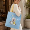 Custom Pet Photo Tote Bag gallery image 6 with custom dog or cat portrait detail by IPAWLIO