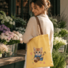 Custom Pet Photo Tote Bag detail and personalization image featuring personalized pet photo canvas tote bag design