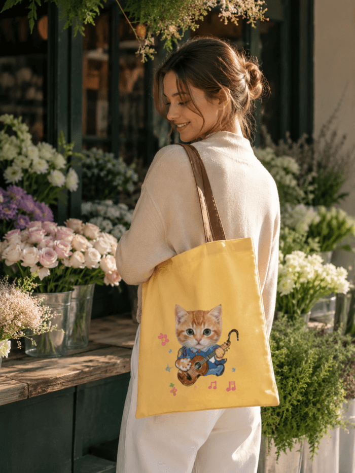 Custom Pet Photo Tote Bag detail and personalization image featuring personalized pet photo canvas tote bag design