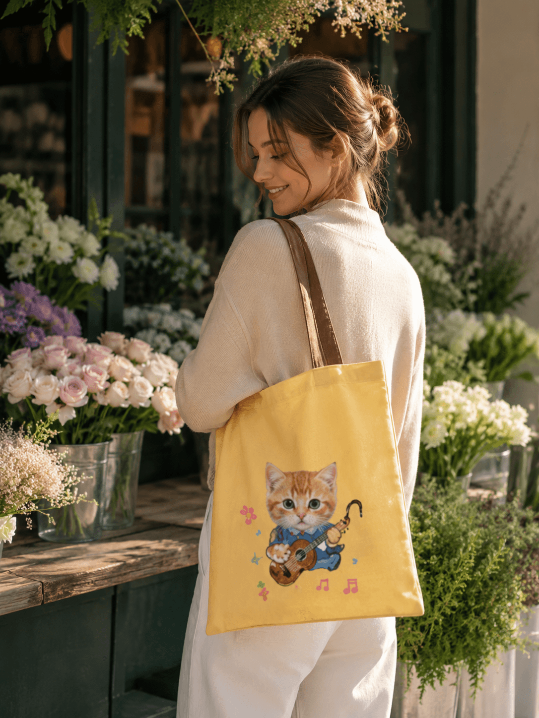 Custom Pet Photo Tote Bag detail and personalization image featuring personalized pet photo canvas tote bag design