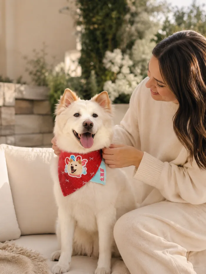 Custom Pet Portrait Bandana Personalized Dog and Cat Scarf Custom Pet Portrait Bandana gallery image 2 showing personalized design details