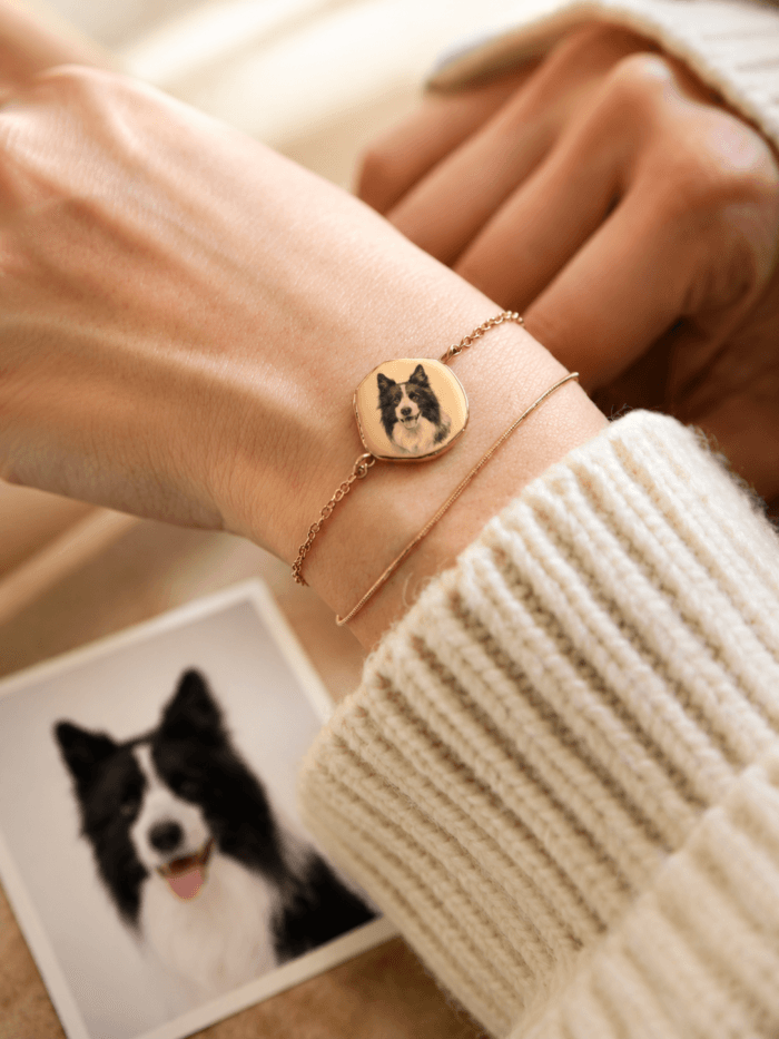 Custom Pet Portrait Bracelet main product image featuring personalized pet portrait bracelet jewelry