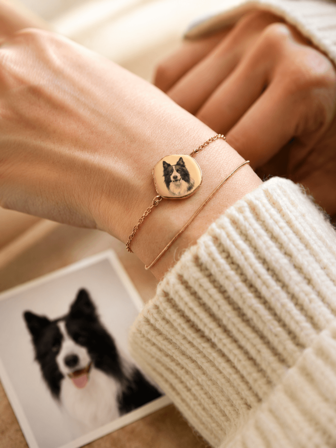 Custom Pet Portrait Bracelet main product image featuring personalized pet portrait bracelet jewelry