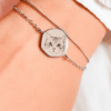 Silver-tone personalized pet portrait bracelet with irregular keepsake charm