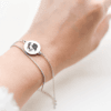 Silver-tone personalized pet face bracelet with delicate chain and custom portrait charm