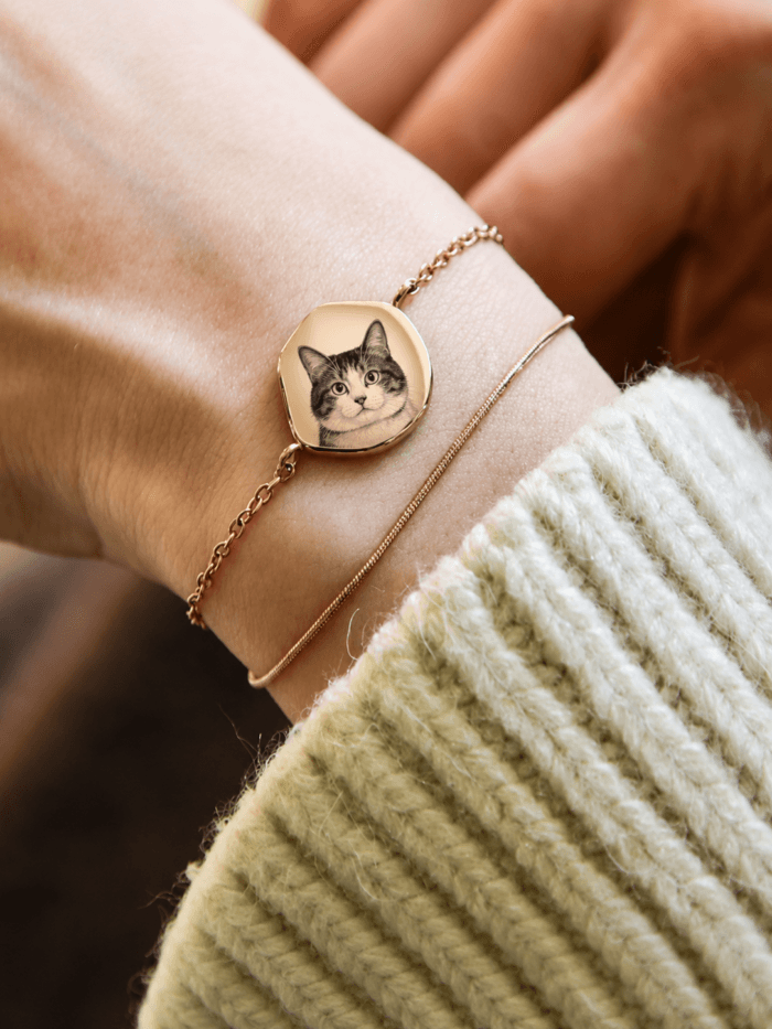 Custom Pet Portrait Bracelet product gallery image featuring personalized pet portrait bracelet jewelry