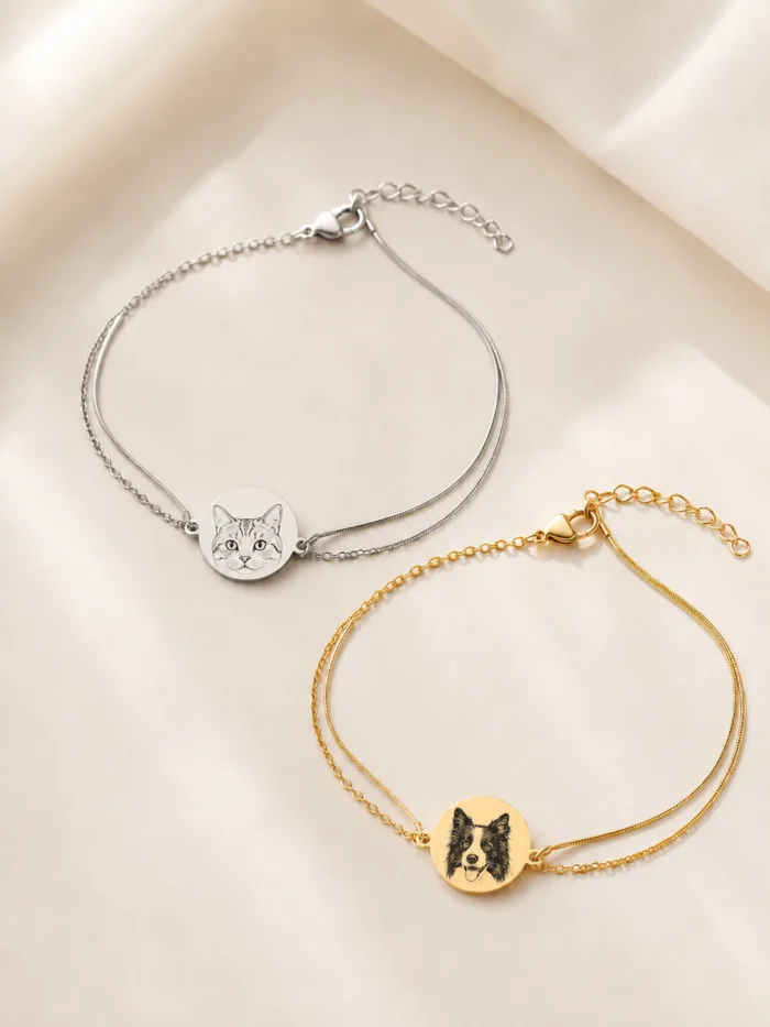Custom Pet Portrait Bracelet gallery image 5 with custom dog or cat portrait detail by IPAWLIO