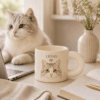 Custom Pet Portrait Mug lifestyle product image featuring personalized dog or cat portrait mug artwork