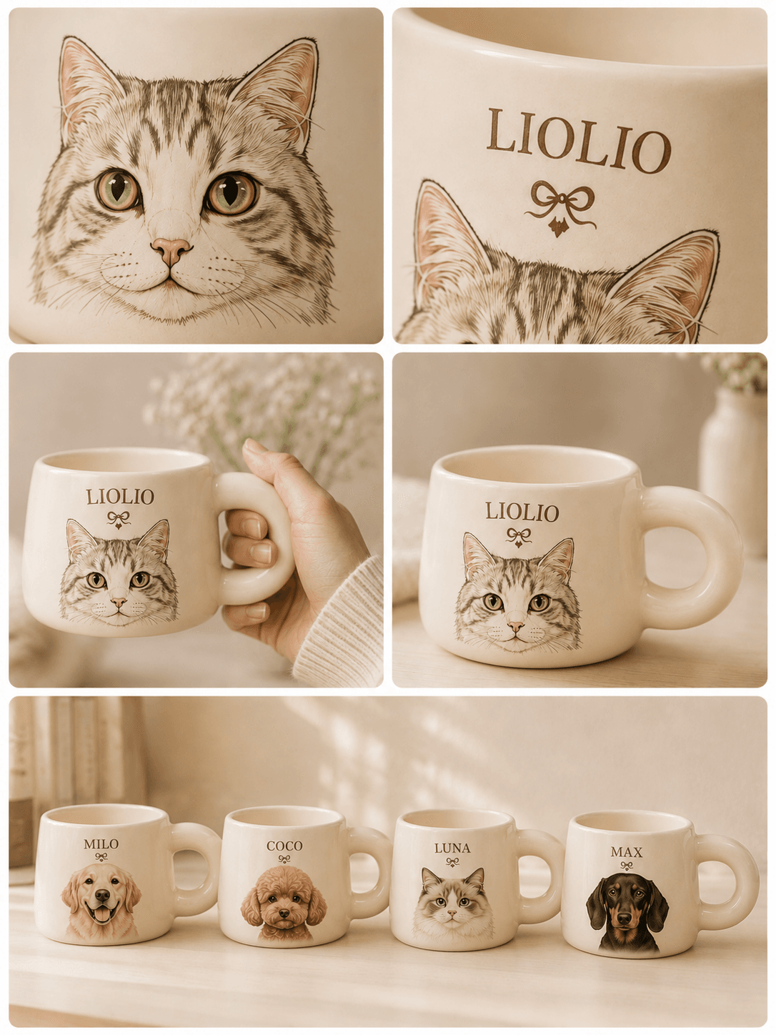 Custom Pet Portrait Mug main product image featuring personalized dog or cat portrait mug artwork